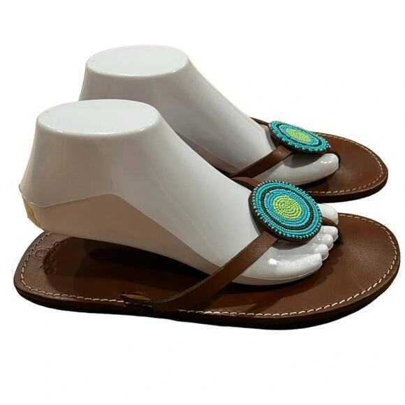 Beadle Disc Style Leather Sandals Size 8 - Picture 4 of 8